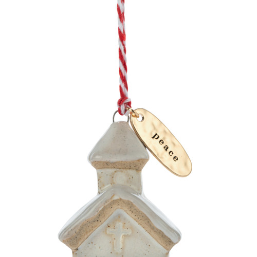 Peace Cream Church Shaped Ornament - 1.5x2in slide 