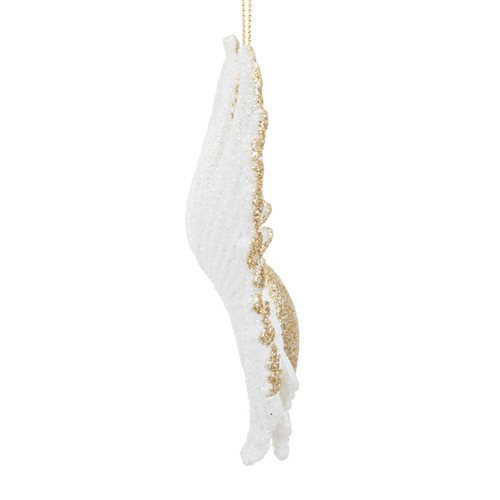 White and Gold Angel Wing with Heart Ornament - 5x4in slide 