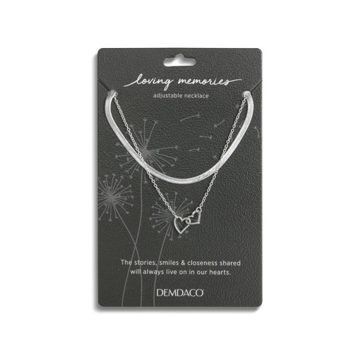 Layered Heart Silver Necklace 18in slide 