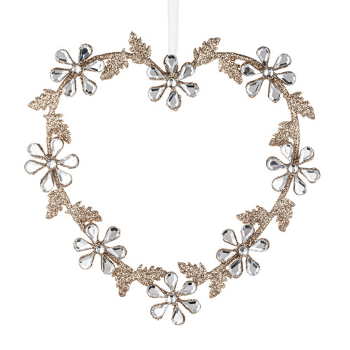 Sparkly Heart Shaped Flower Ornament - 7x7in slide