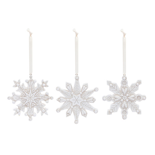 Snowflake Paper Pulp Ornaments Set of 3 - 4in slide 