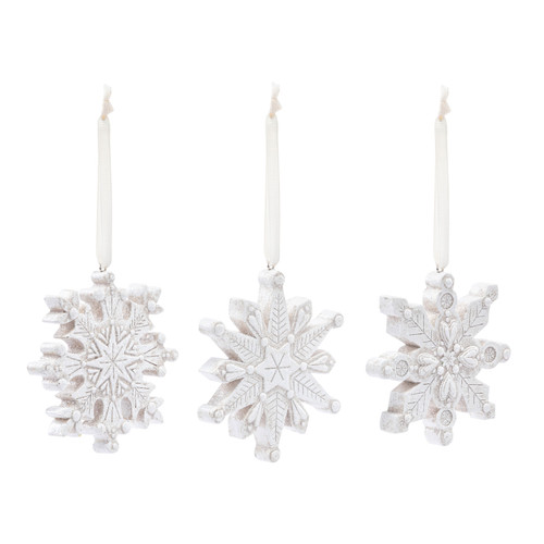 Snowflake Paper Pulp Ornaments Set of 3 - 4in slide 