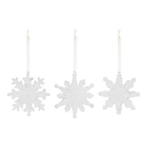 Snowflake Paper Pulp Ornaments Set of 3 - 4in slide 