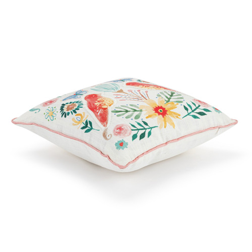 Coral Birds with Floral Accent Pillow - 15in slide 