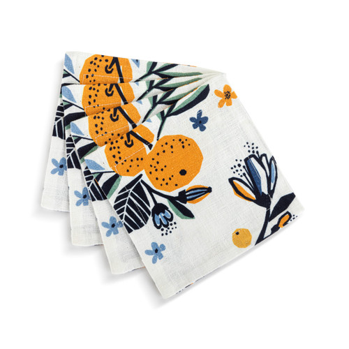 Citrus Blooms Fabric Cocktail Napkins Set of 4 - 6in slide 