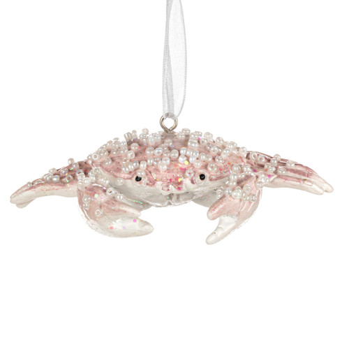Iridescent Pink Crab Ornament - 3.5x2in slide