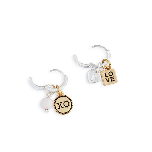 Love Charm Silver Earring Set - 8mm slide 
