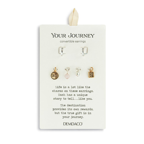 Love Charm Silver Earring Set - 8mm slide 