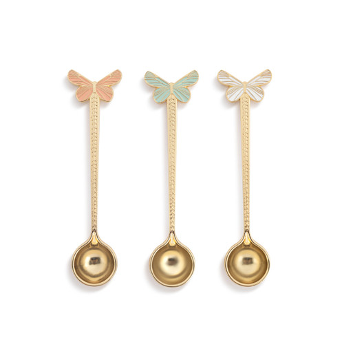 Butterfly Gold Metal Stir Spoons Set of 3 - 5in slide 