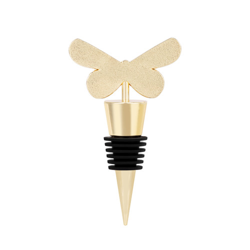 Pink & Gold Butterfly Bottle Stopper - 2.5in slide 