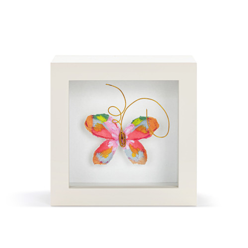 Living Boldly Pink Multi Butterfly Shadow Box - 4in slide 