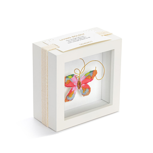 Living Boldly Pink Multi Butterfly Shadow Box - 4in slide 