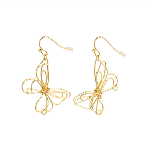 Butterfly Open Charm Gold Earrings - 29x22mm slide 