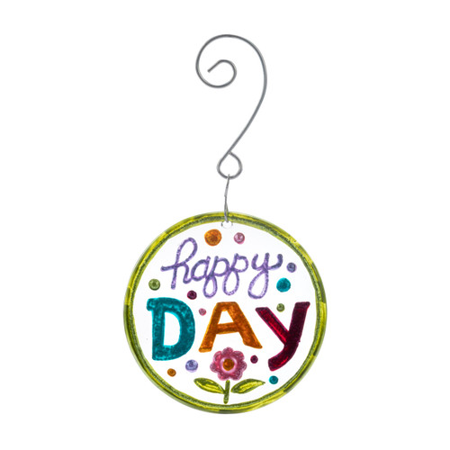 Happy Day Glass Ornament - 4in slide 