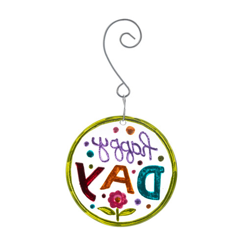 Happy Day Glass Ornament - 4in slide 