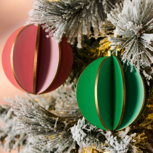 Green Pink and Coral Wood Round Ornaments 3 Assorted - 3x4in slide 