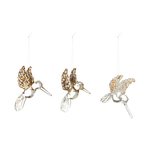 Acrylic Hummingbird Ornaments in Box - Set of 3 slide 