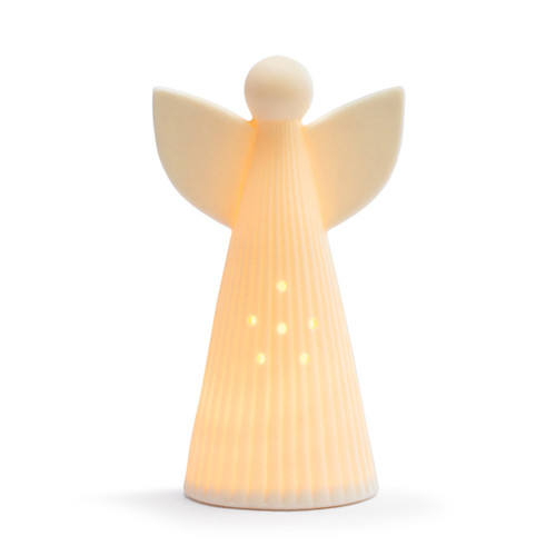 White LED Ceramic Large Angel Figure - 4x7in slide 