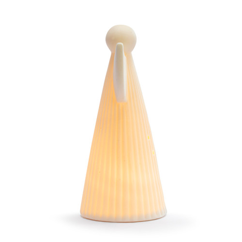 White LED Ceramic Large Angel Figure - 4x7in slide 