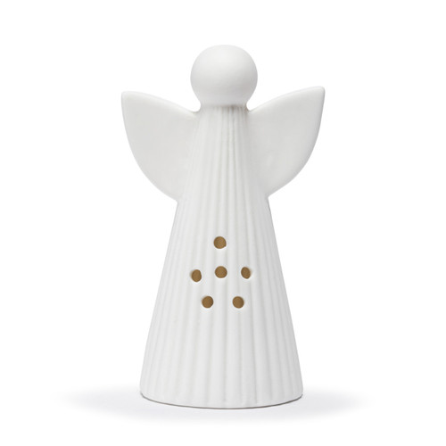 White LED Ceramic Large Angel Figure - 4x7in slide 
