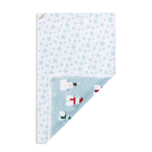 Blue Snowmen Absorbent Double Sided Towel - 18x30in slide 