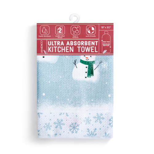 Blue Snowmen Absorbent Double Sided Towel - 18x30in slide 