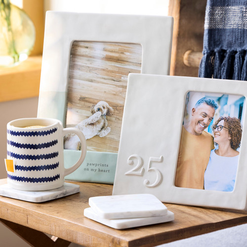 Blue and White Zig Zag Stripe Ceramic Mug - 14oz slide 