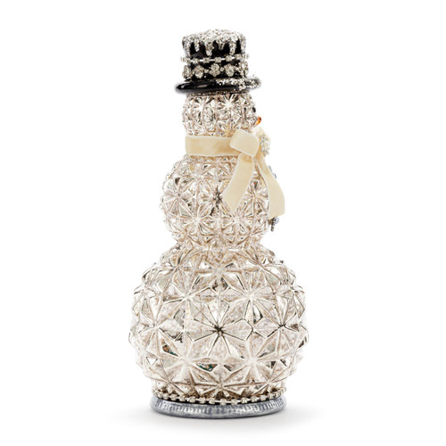 Mercury Glass Sparkle Lit Snowman Figure - 6x11in slide 
