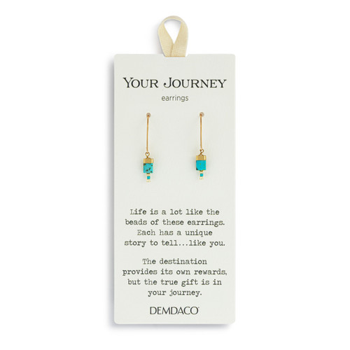 Beaded Tile Turquoise Earrings - 13.15x5.5mm slide 