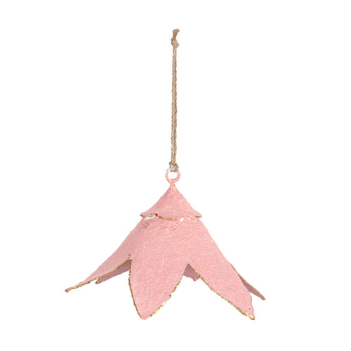 Paper Mache Pink Hanging Flower - 6.5x4in slide 