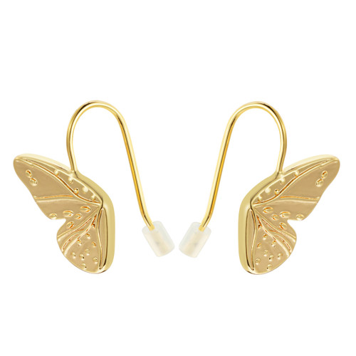 Butterfly Wings Gold Earrings - 11x16mm slide 