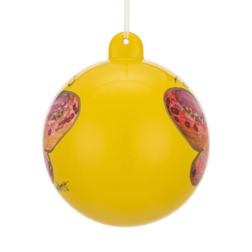 Pink Butterfly Mustard Round Ornament - 4in slide 
