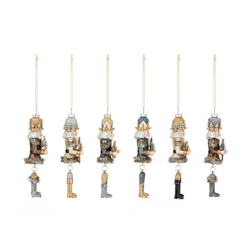 Nutcracker Mini Sparkle Blown Glass Ornaments 6 Assorted - 2x6in slide 