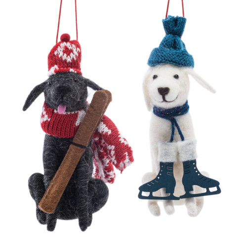 Felt Labrador Retriever Skate and Ski Ornaments - 2 Assorted slide 