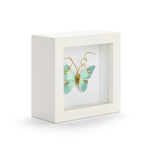 Blue Skies Light Blue Butterfly Shadow Box - 4in slide 