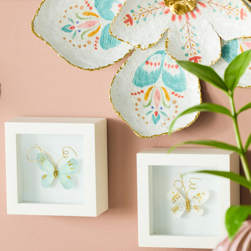 Blue Skies Light Blue Butterfly Shadow Box - 4in slide 