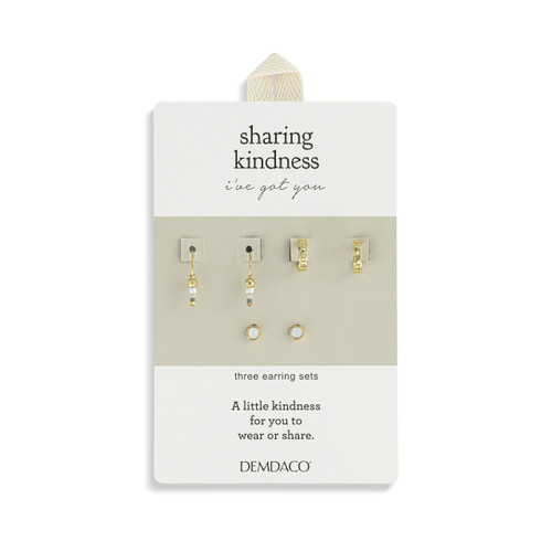 Dainty Bead Gold & Brown Earrings Set of 3 - 12x10mm slide 