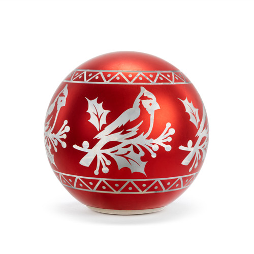 Red Cardinal Lit Glass Globe - 5in slide 