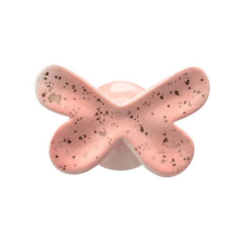 Pink and Gold Ceramic Butterfly Wall Hook - 4x3in slide 