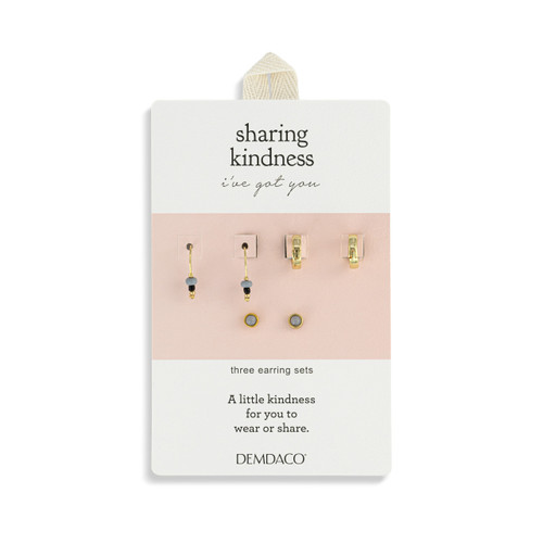 Dainty Bead Gold & Ivory Earrings Set of 3 - 12x10mm slide 