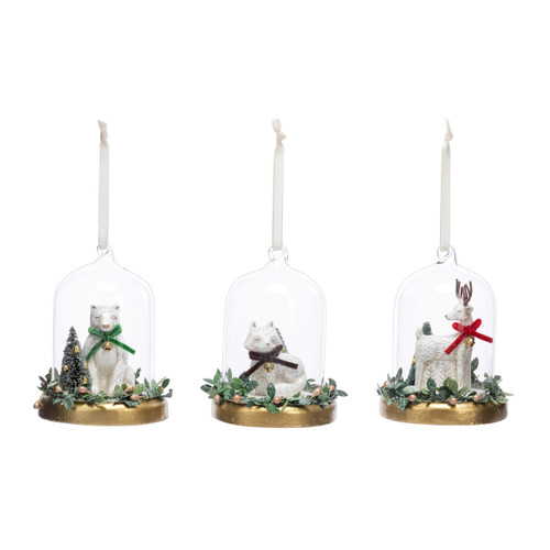 Deer Fox & Polar Bear Glass Cloche Ornaments - 3 Assorted slide 