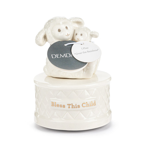 Wrapped in Prayer Ceramic Lamb Music Box - 4x5.5in slide 