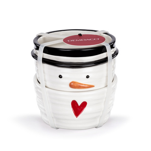 Snowman Red Heart Cream Small Bowls Set of 2 - 8oz slide 