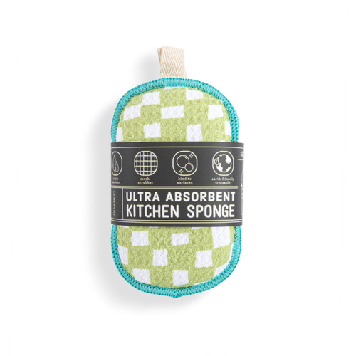 Green Checker Absorbent Reversible Sponges Set of 2 - 3x5in slide 