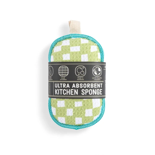 Green Checker Absorbent Reversible Sponges Set of 2 - 3x5in slide 