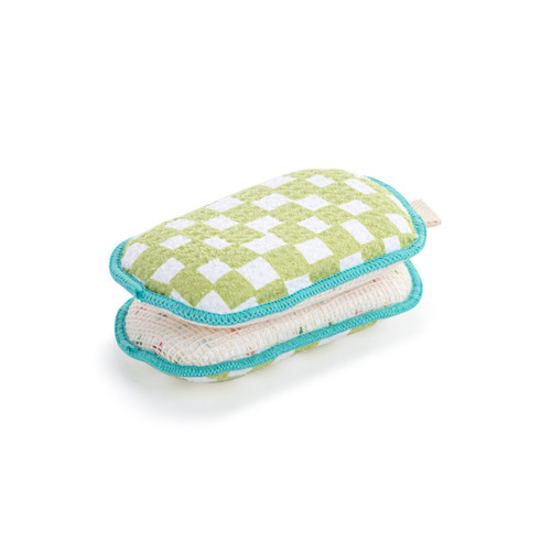 Green Checker Absorbent Reversible Sponges Set of 2 - 3x5in slide 