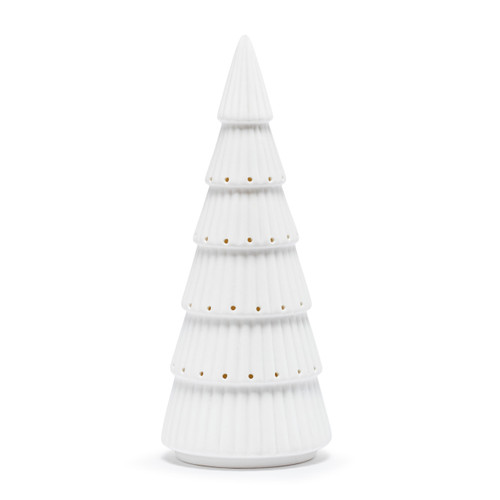 White LED Ceramic Large Tree Figure - 4x10in slide 