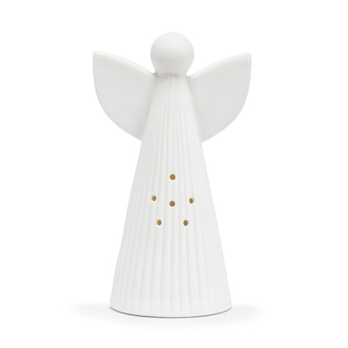 White LED Ceramic Small Angel Figure - 3x5in slide 