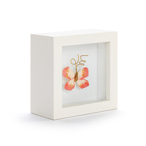Loved So Much Coral Butterfly Shadow Box - 4in slide 