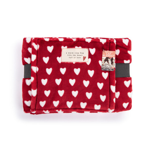 Heart Full of Love Red and White Heart Lap Blanket - 36x48in slide 